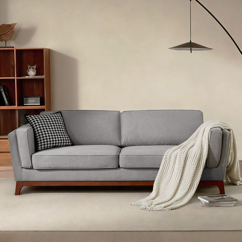 Canapé rembourré 82 po à accoudoirs carrés modernes, Gris