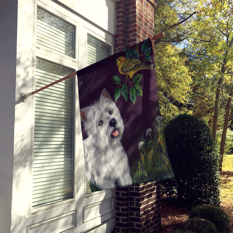 Drapeau de maison Hvidovre Sheltie Halloween en polyester à 2 faces 3 x 2 pi, Westie dans la nature