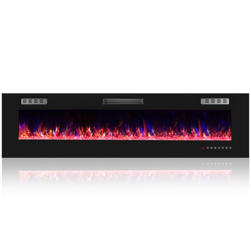 72" Electric Fireplace with 12 Color Flame - Recessed/Wall Mount, Remote Control, 18.11" H x 72" W x 4.17" D