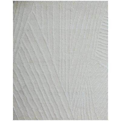 Wool Abstract Area Rug in Ivory