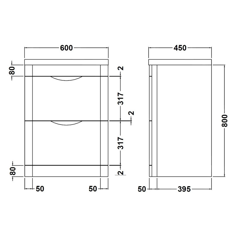 596mm Bathroom Vanity with Integrated Polyglomerate Basin