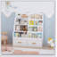 Bibliothèque pour enfants avec 2 tiroirs de rangement, bibliothèque pour enfants et organisateur de jouets, tablette de lecture à plusieurs niveaux pour les tout-petits, salle de jeux, chambre à coucher ou chambre de bébé