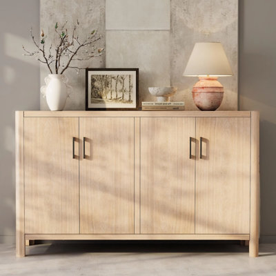 Armoire d'appoint Shmuel avec 4 portes et pieds en bois massif