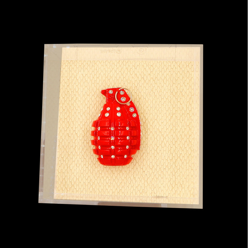 Grenade Of Bling, 6'' H x 6'' W x 3'' D, Red