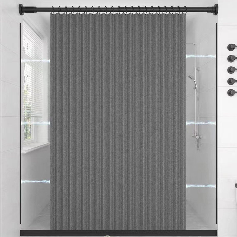 Rideau de douche en polyester avec crochets, Gris