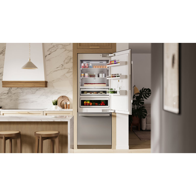 30" Bottom Freezer Built-in Refrigerator, Stainless Steel