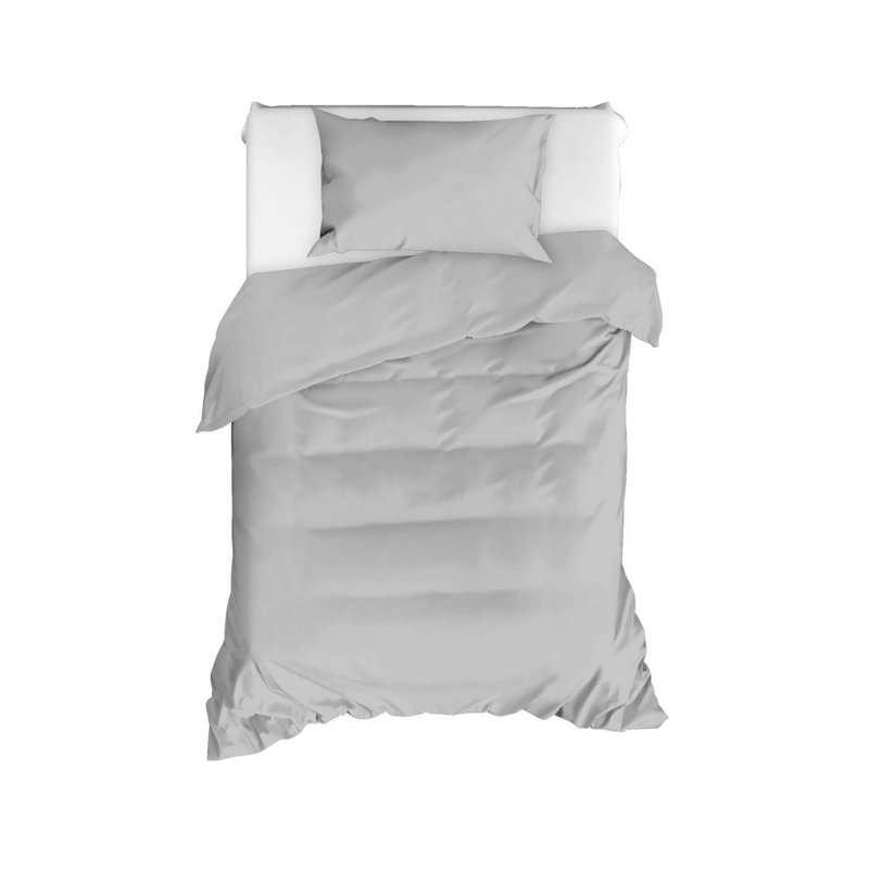 Premium Quilt Cover Set, Grey | 65% Cotton / 35% Polyester, 120 Thread Count | Machine Washable at 30°C | Envelope Pillowcase & Button Duvet Closure | Soft, Durable, and Stylish Bedding