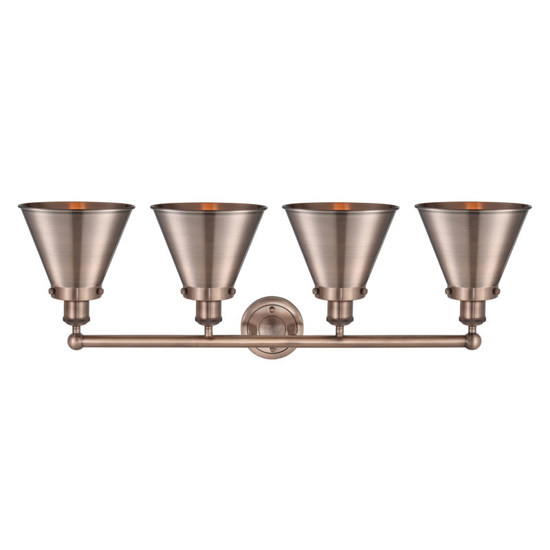Éclairage de salle de bain 4 lumières à intensité variable Stengel, Cuivre antique, Cuivre antique