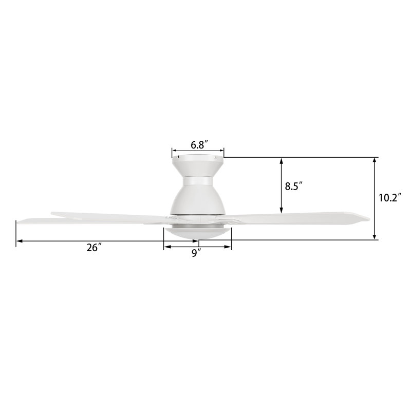 52" DC Ceiling Fan with Integrated LED Light, Remote Control, White/Light Brown