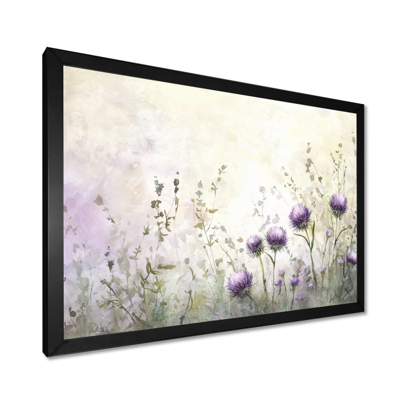 «Thistle Blooming In The Meadows II», reproduction sur toile, Reproduction encadrée d'une seule photo sans pass, Noir