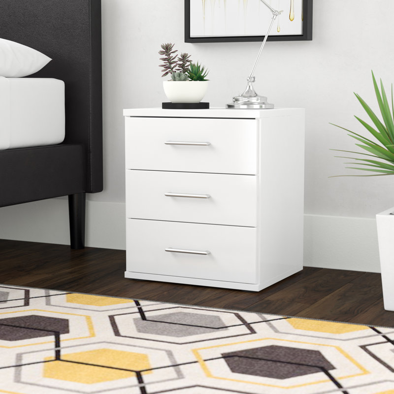Linares 46cm W Manufactured Wood Bedside Table, Alpine White