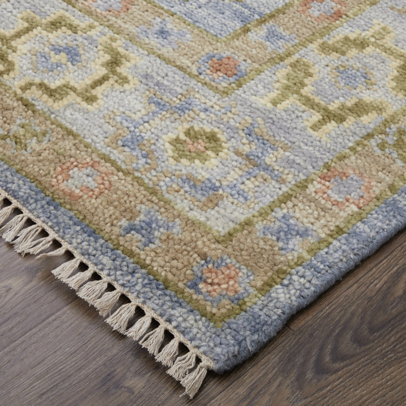 Nacy Wool Oriental Area Rug, Rectangle 3' x 5', Blue