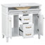 Meuble-lavabo de salle de bain avec lavabo, armoire autoportante blanche, lavabo en céramique, cadre en bois aggloméré et en bois massif, tiroir supérieur rabattable, portes à fermeture en douceur, 2 tiroirs de rangement-1324587005