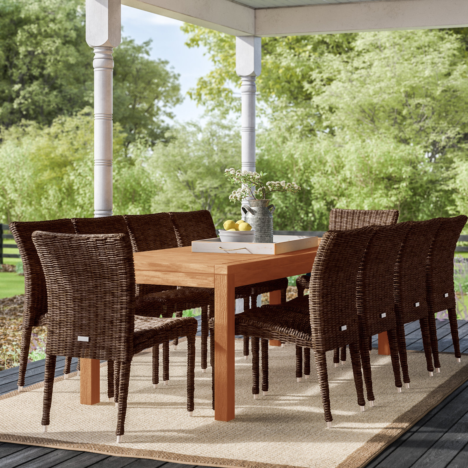 Anautica 87" Teak Patio Dining Set