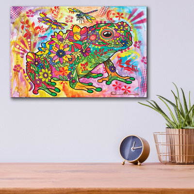«Flower Froggie» par Dean Russo, art mural en verre acrylique