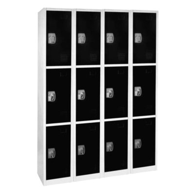 72" x 12" x 12" 3-Door Steel Key Lock 3-Tier Locker - Employee & Student Storage for Schools, Gym, Workplace - Includes Hooks, Ventilation & Card Holder - Easy Assembly