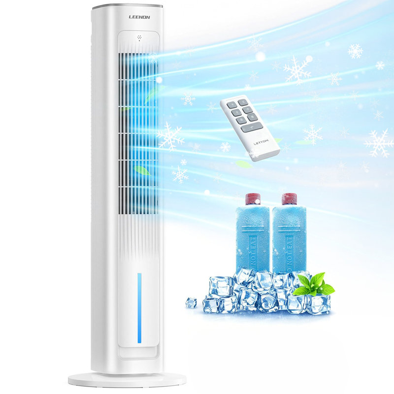 98cm Evaporative Oscillating Tower Fan with Remote, 3L Water Tank, 12 Hour Timer, 3 Speed, Quiet Cooling for Bedroom Living Room Home Office - White