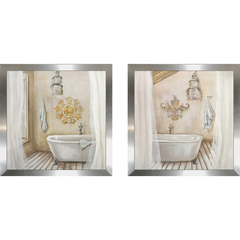 Crystal Bath II - ensemble de 2 reproductions, H 27,5 po x l 55 po x P 0,75 po, Cadre argenté