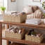 Paniers en osier, paniers de rangement tissés à la main avec poignées intégrées, paniers à tablettes en corde de papier pour l'organisation et la décoration