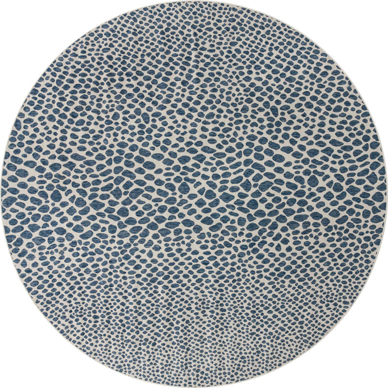Outdoor Destiny Area Rug Navy Color, Round 13'