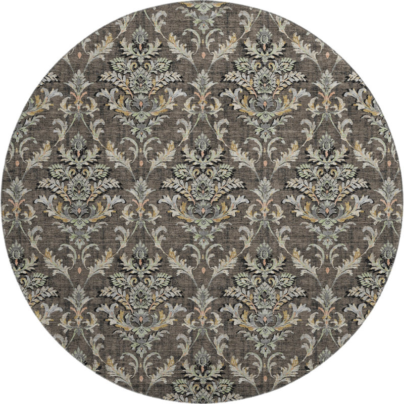Tapis damassé de qualité supérieure Mayfield AMF2325, Chocolat, Rond 8 pi