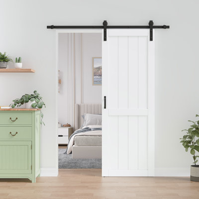 84''H Sliding Barn Door White Primed Paintable Solid Manufactured Wood Closet Pantry Interior Doors With Installation Hardware(𝐈𝐧𝐜𝐥𝐮𝐝𝐞 𝐒𝐨𝐟𝐭 𝐂𝐥𝐨𝐬𝐞)