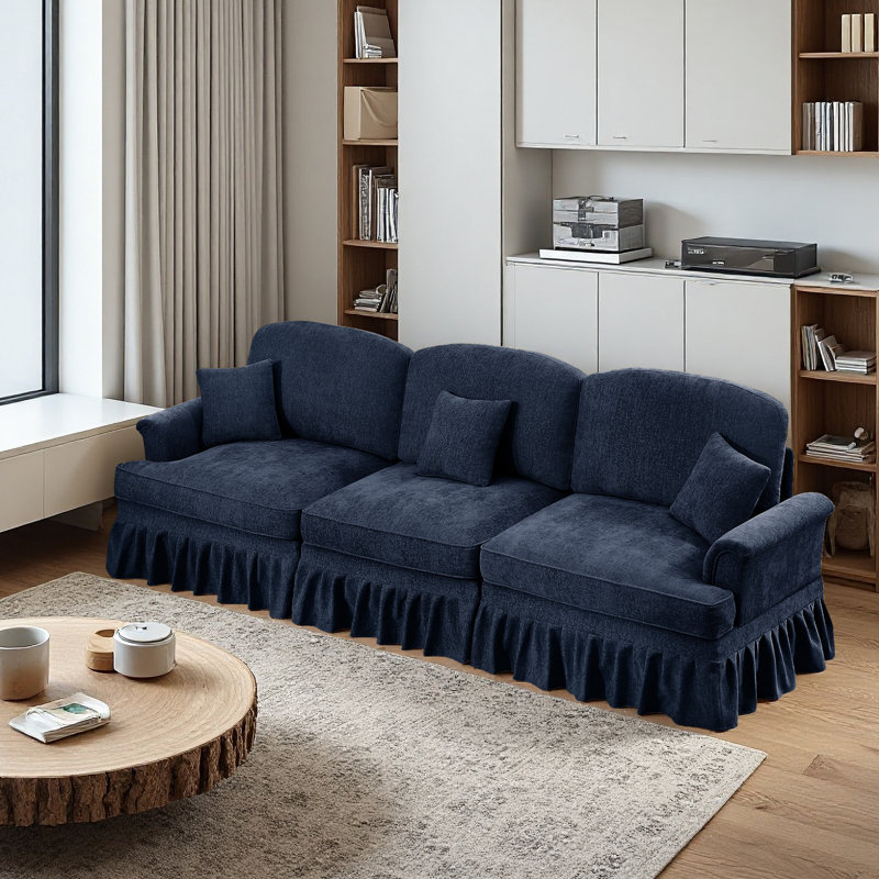 Sofa, Cloud Couch Sectional Sofa, Chenille Sofa, 36.6" H x 107.1" W x 32.8" D, Blue