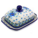 Forget Me Not Stoneware Butter Dish