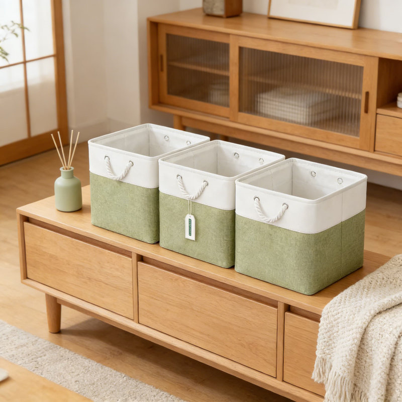 Ensemble de 6 cubes de rangement robustes en tissu pliable avec fond et poignées renforcés, bacs de rangement pliables de 13 pouces pour tablettes, placard et buanderie