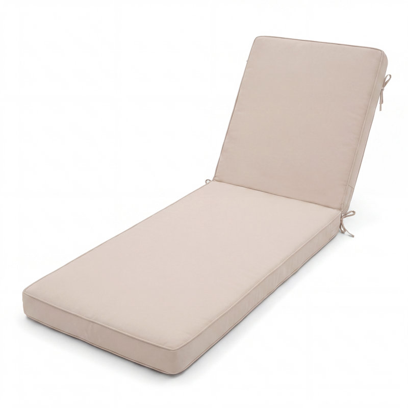 Outdoor Chaise Lounge Cushion - Waterproof, Weather-Resistant, Patio Furniture Replacement, 26" W x 48" D, Beige, 1