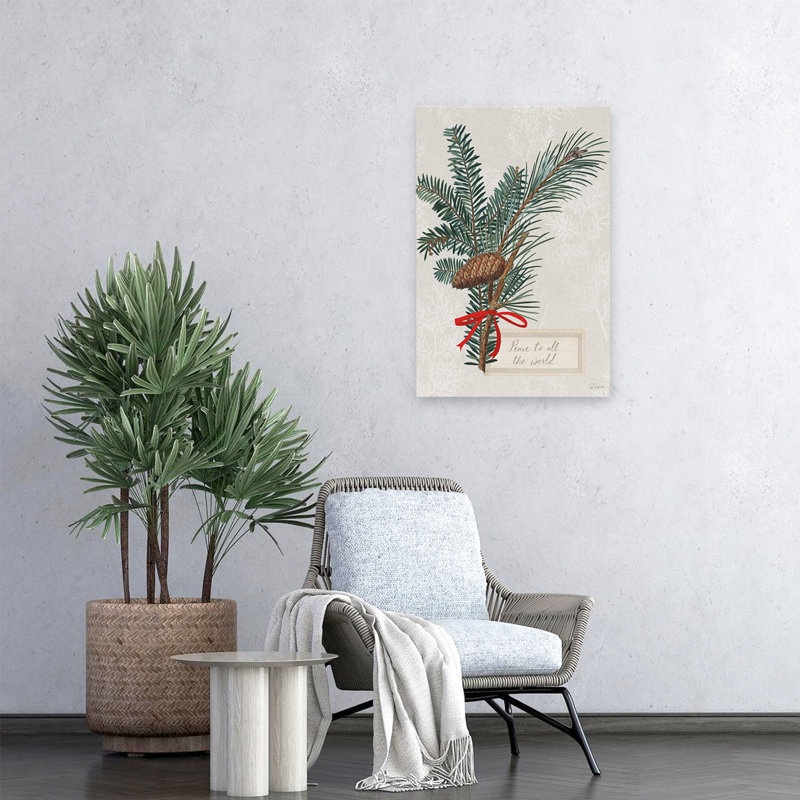 Joyful Tidings IV - Bough Branches, art de Noël brun, H 24 po x l 16 po