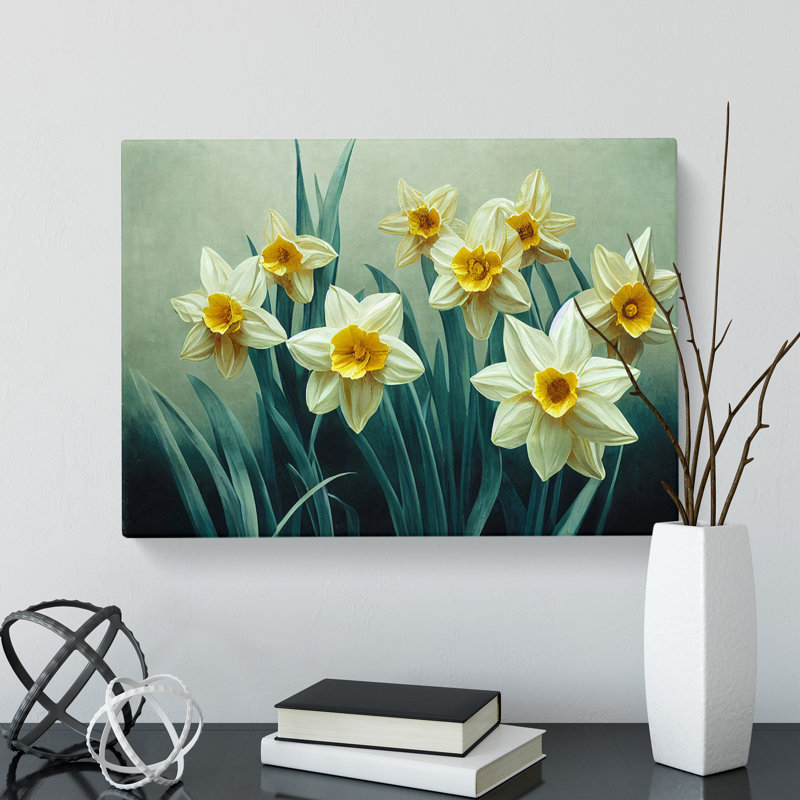 Fanciful Daffodil Flowers - Wrapped Canvas, 40cm H x 60cm W x 3cm D