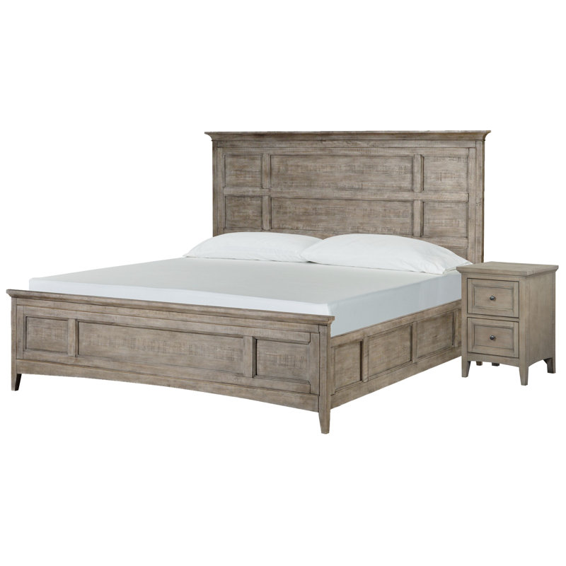 Queen Panel Bed With 2 Small Nightstands, 3 Pcs: Bed, 2 Nightstands, Queen