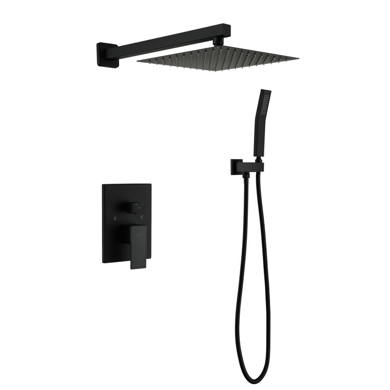 Matte Black Dual Function Square Rain Shower System
