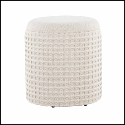 Stylish 18-Inch Storage Ottoman with 3D Woven Wool Texture, Perfect for Modern Living and Extra Storage.