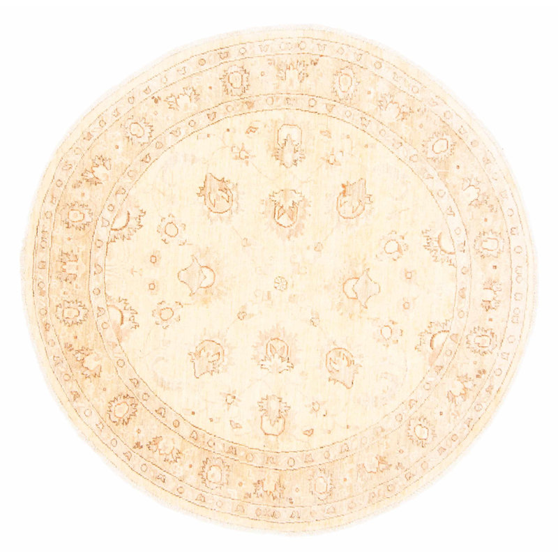 Tapis brun clair / beige en laine noué à la main de conception unique nouvel âge 5 pi 0 po Peshawar