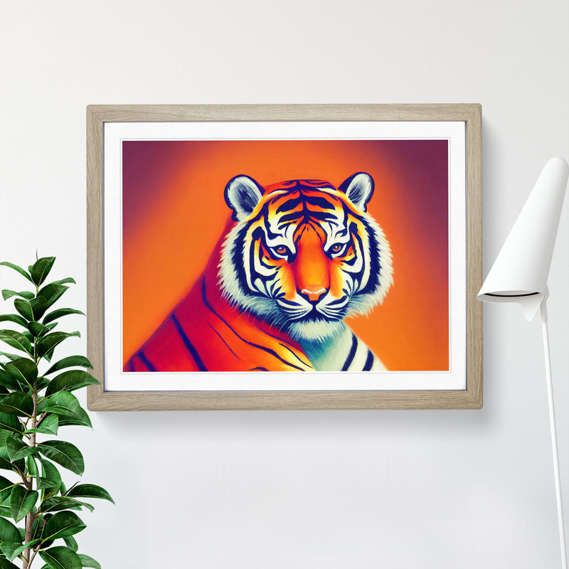 Cosmopolitan Tiger - Framed Print, 46cm H x 64cm W x 2cm D, Oak Framed