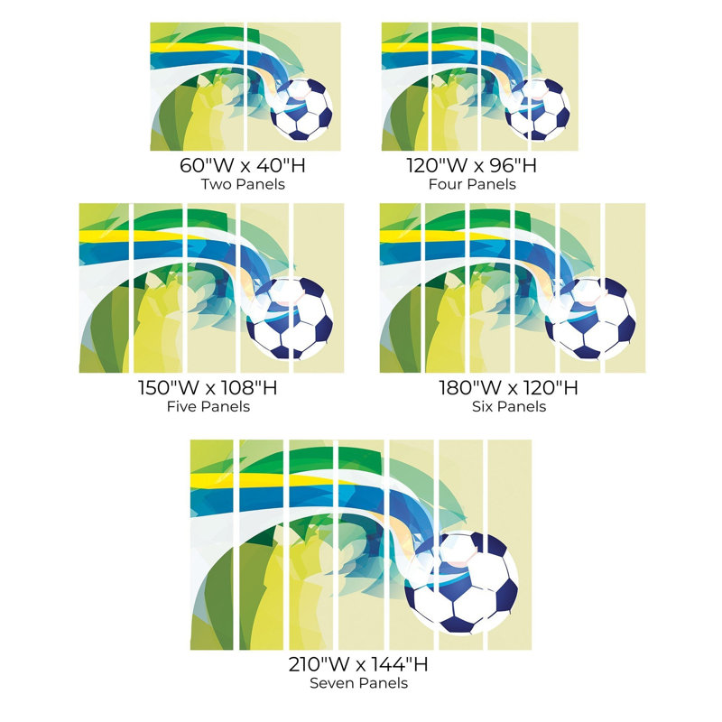 Premium Peel & Stick Wall Mural - Abstract Soccer, 96" L x 120" W