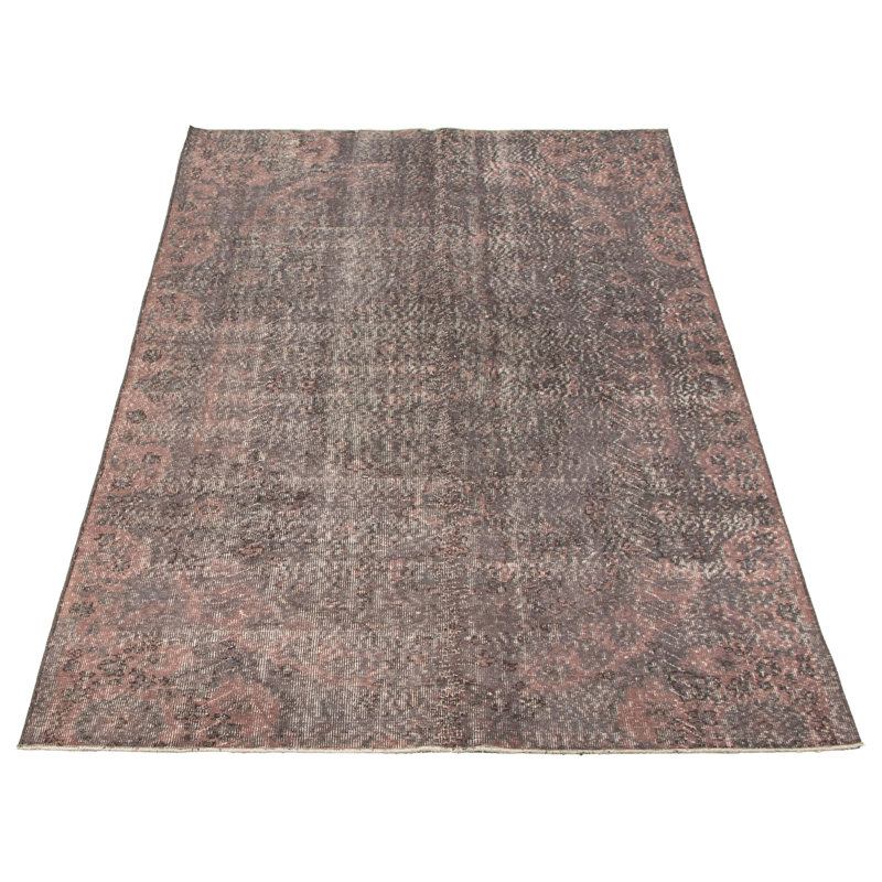 Tapis décoratif en laine de noué à la main gris foncé de conception unique 5 pi 5 po x 9 pi Devalious