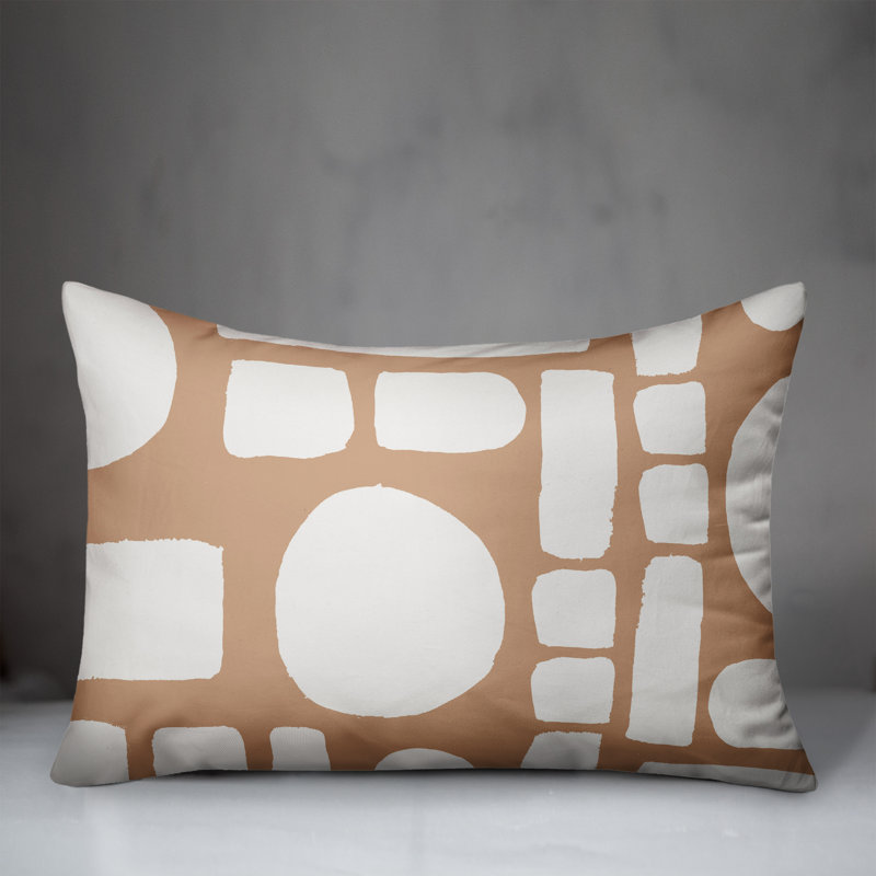  Coussin intérieur / extérieur géométrique, Brun clair/blanc