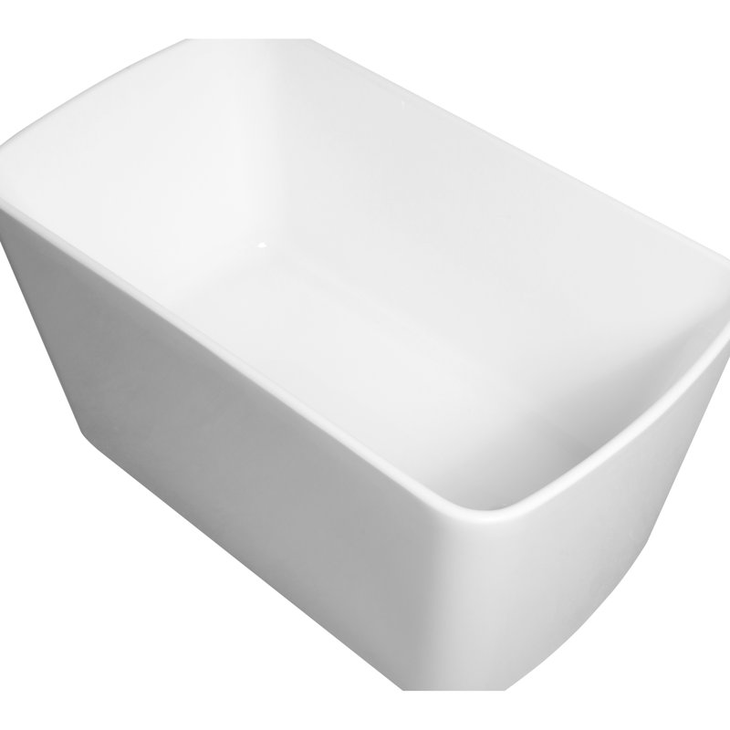 Baignoire autoportante carrée en acrylique 49 po, baignoire de trempage japonaise, blanc brillant, produit pratique pour la salle de bain