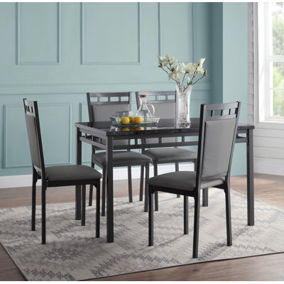 Pavone 4 - Person Faux Marble Top Four Leg Dining Set