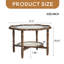 Table basse 31,5 "Mid-Century avec base en pétales - Design en rotin et noyer à 2 niveaux avec plateau en verre craquelé blanc
