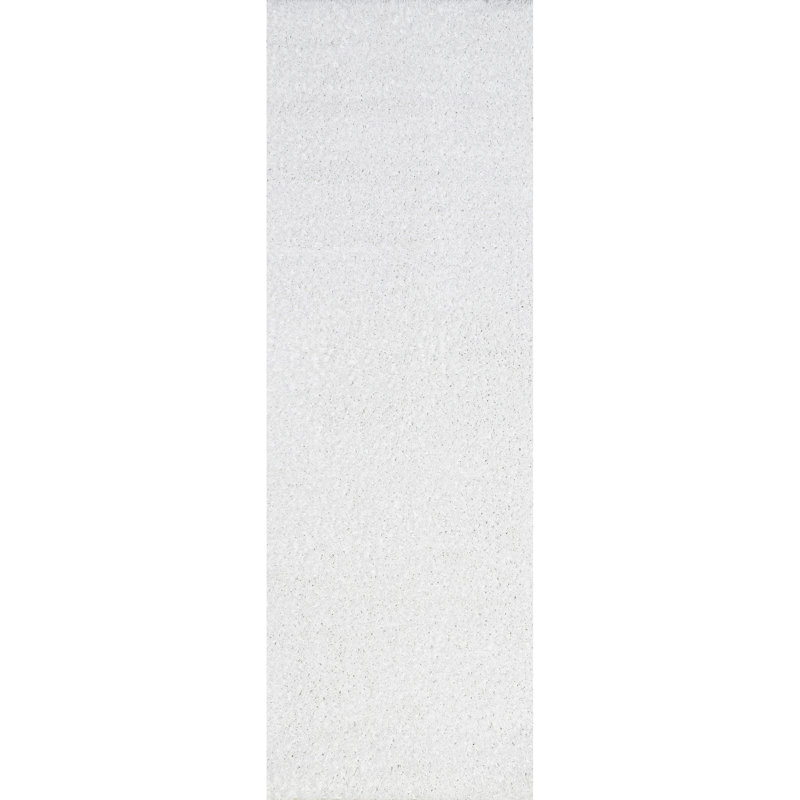 Tapis à poil long performance blanc à motif contemporain tissé à la machine Alanson, Tapis de couloir 2 pi 6 po x 6 pi