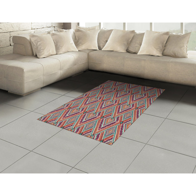 Tribal High Density Long Fiber Poly Threads Decorative Area Rug Carpet, Rectangle 4' x 5'8"