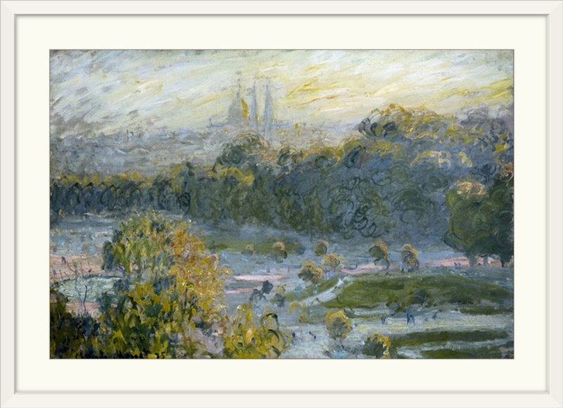 Claude " The Tuileries, Study, 1875 " by Claude Monet, White Frame, 20" H x 26" W x 1" D