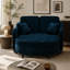 Canapé deux places avec repose-pieds incurvé avec rangement et port USB, dossier réglable et poches latérales, livré avec deux petits coussins décoratifs, idéal pour le salon, bleu-195318941