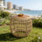 Ayres Outdoor Acacia Wood Side Table with Handwoven Wicker Base