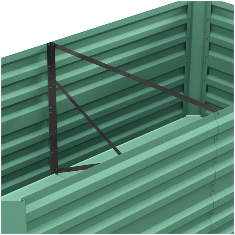 Ensemble de jardin surélevé galvanisé Outsunny, grande et haute boîte à fleurs en métal pour légumes, fleurs et herbes, renforcée, 6 pi x 3 pi x 2 pi, vert clair
