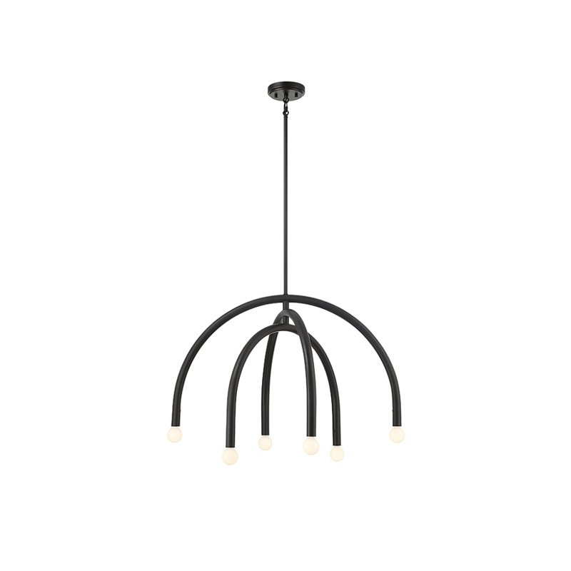 Yula 6 - Light Dimmable Modern Linear Chandelier, Matte Black